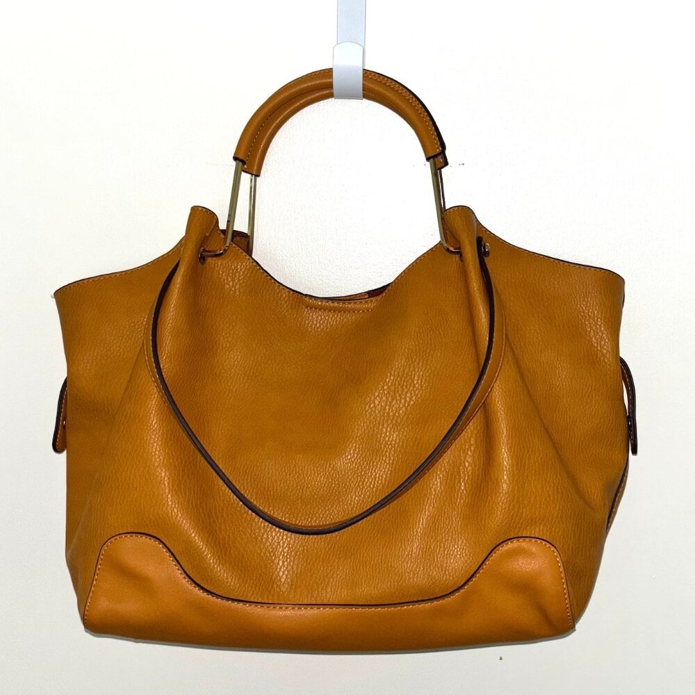 Sondra Roberts Large Double Handled Soft Pebbled Vegan Leather Hobo Purse